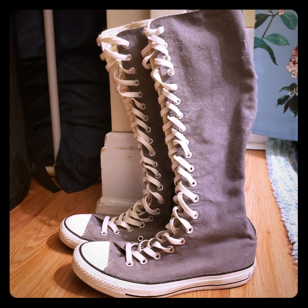 Over the calves grey converse, womens 8.5